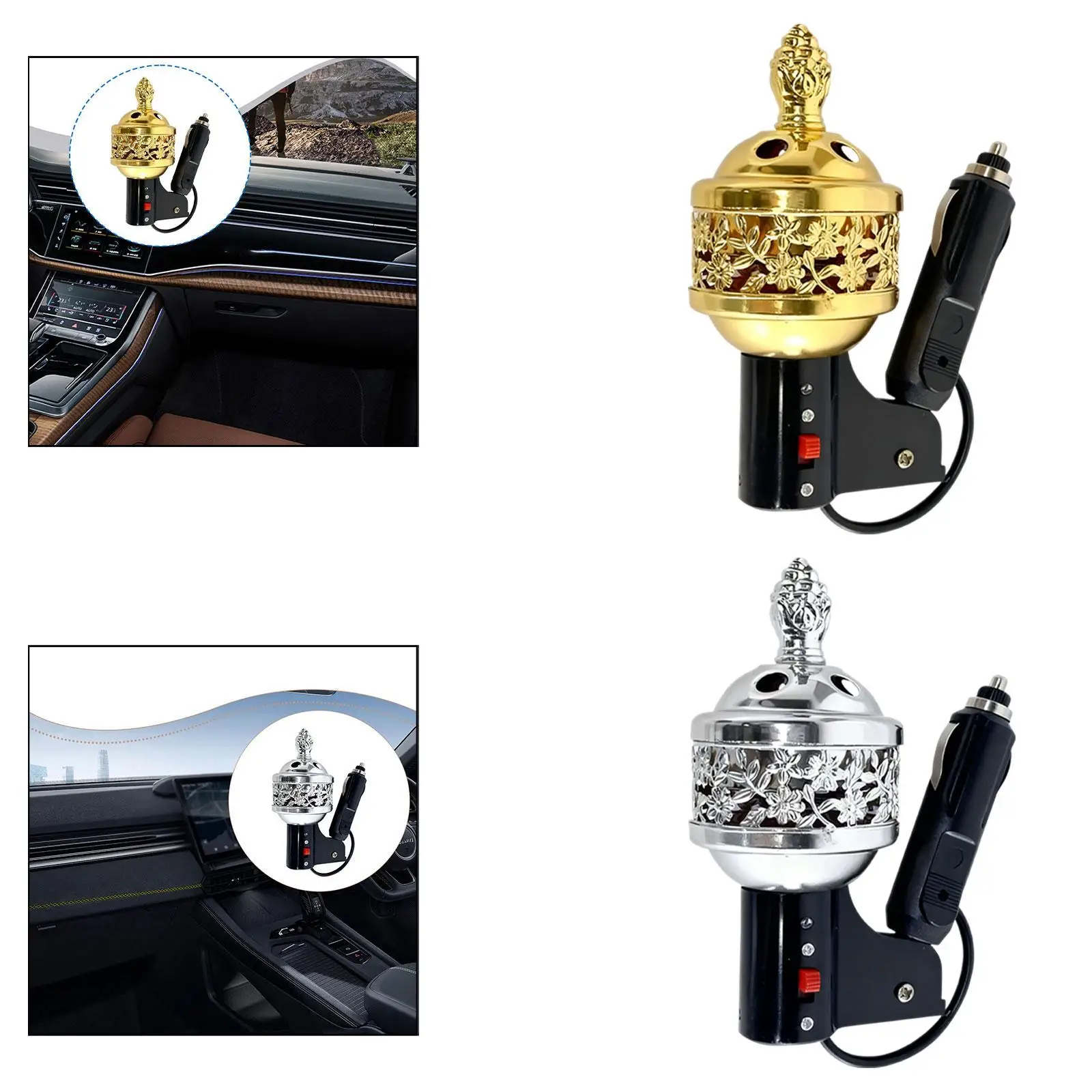Professional Electric Incense Burner Iron Car Aroma Diffuser with Incense Accessories for Car Interior and Gift Use