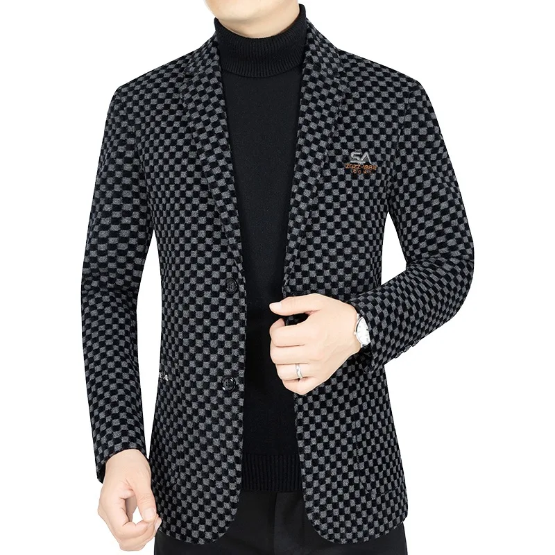 New Autumn Winter Men Male Checkered Suits Coats Business Casual Blazers Jackets Quality Man Slim Blazers Jackets Coats Size 4XL