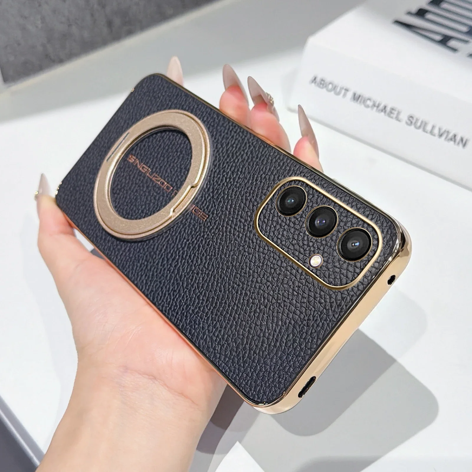 Silicone Soft Leather Back Cover Phone Case For Samsung Galaxy S23 S20 FE S25 Edge S22 S21 Plus S24 S26 Ultra Holder Cases