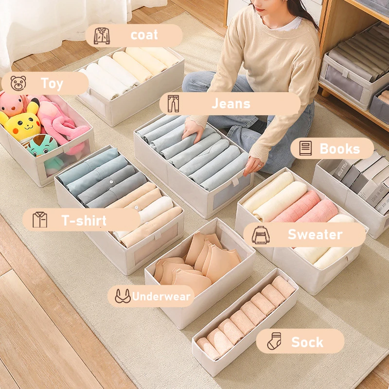 Visible Window Clothes Storage Box Foldable Closet Organizer for Underwear Toys organizer Home Organizers of Cabinets and Drawer