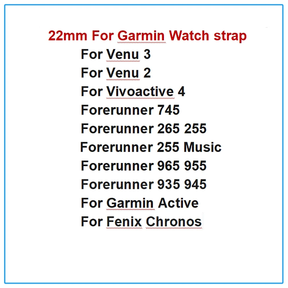 Cinturino sportivo morbido da 22 mm per Garmin Forerunner 265 255 cinturino in silicone traspirante per cintura Garmin Vivoactive 4 / Venu 2 Venu 3
