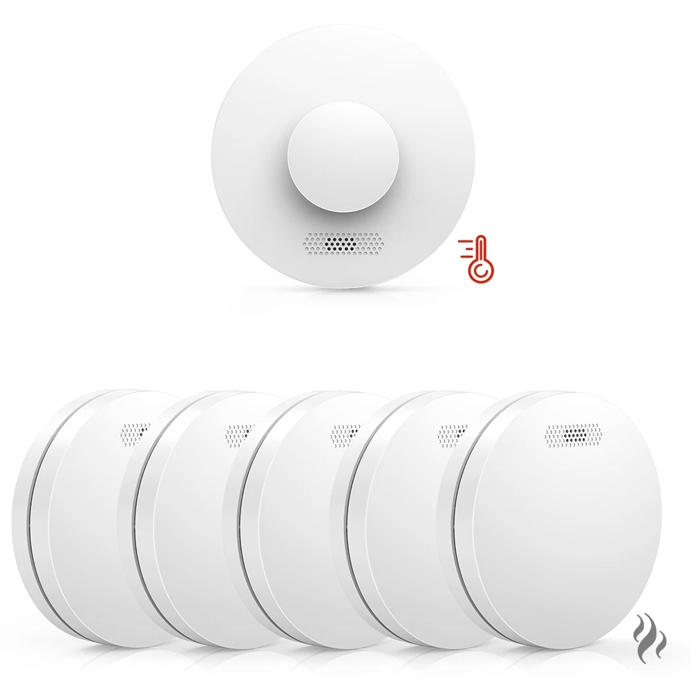 CPVAN Wireles Interlinked Smoke Detector 10 Years Life Heat Alarm No Remote Control 433MHZ Interconnect Fire Sensor System