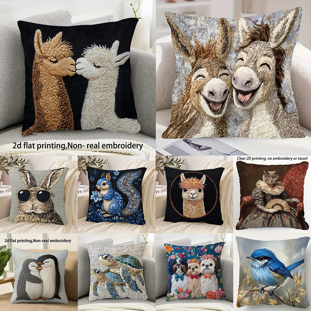 Unique 2D Printed Cushion Covers with Adorable Animal Designs! Sofa seat mattress cover,home decoration