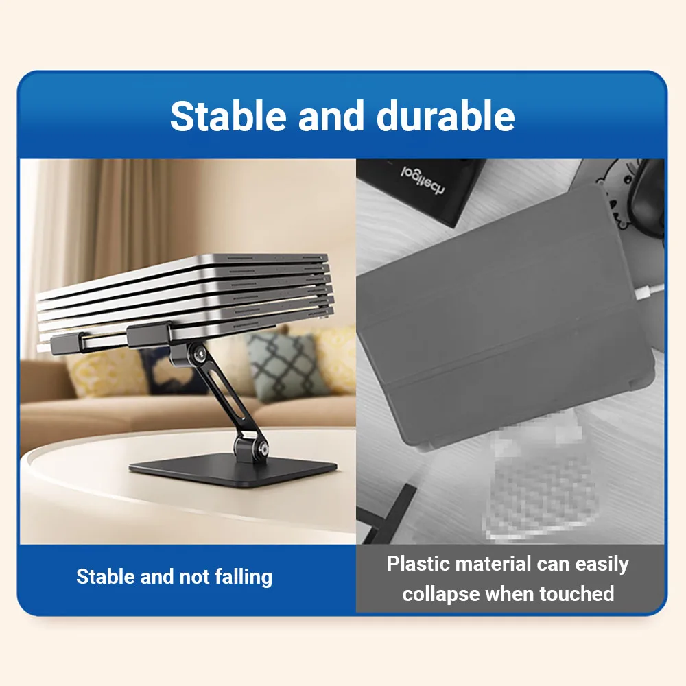 Aluminum Alloy 360°Rotatable Tablet Stand Adjustable Desktop Stable Anti-slip Tablet Holder Foldable Stand for iPad Mobile Phone