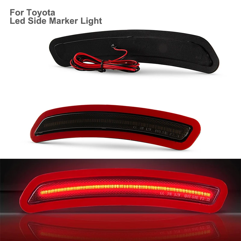 

For 2020-2022 Toyota GR Supra Smoked Lens LED Side Marker Lamp Amber Front Red Rear Side Fender Reflector Lights