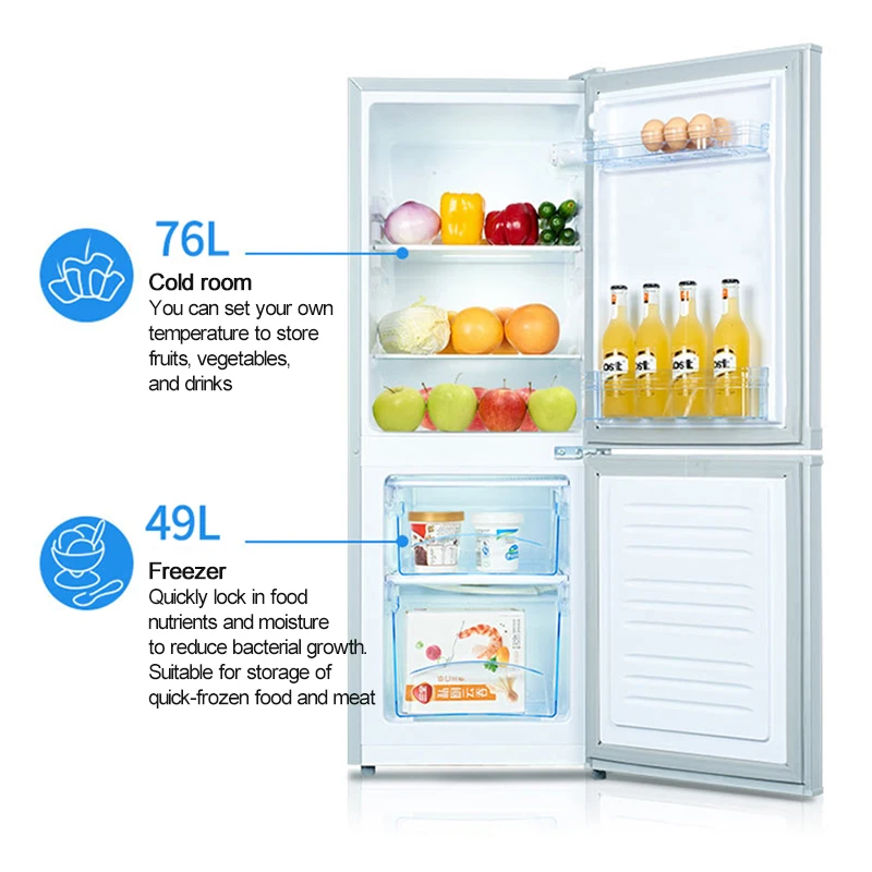 

125L Small Double Door Refrigerator BCD-125 Household Energy-Saving Silent Quick Freezing Freezer Cabinet Freezer Container