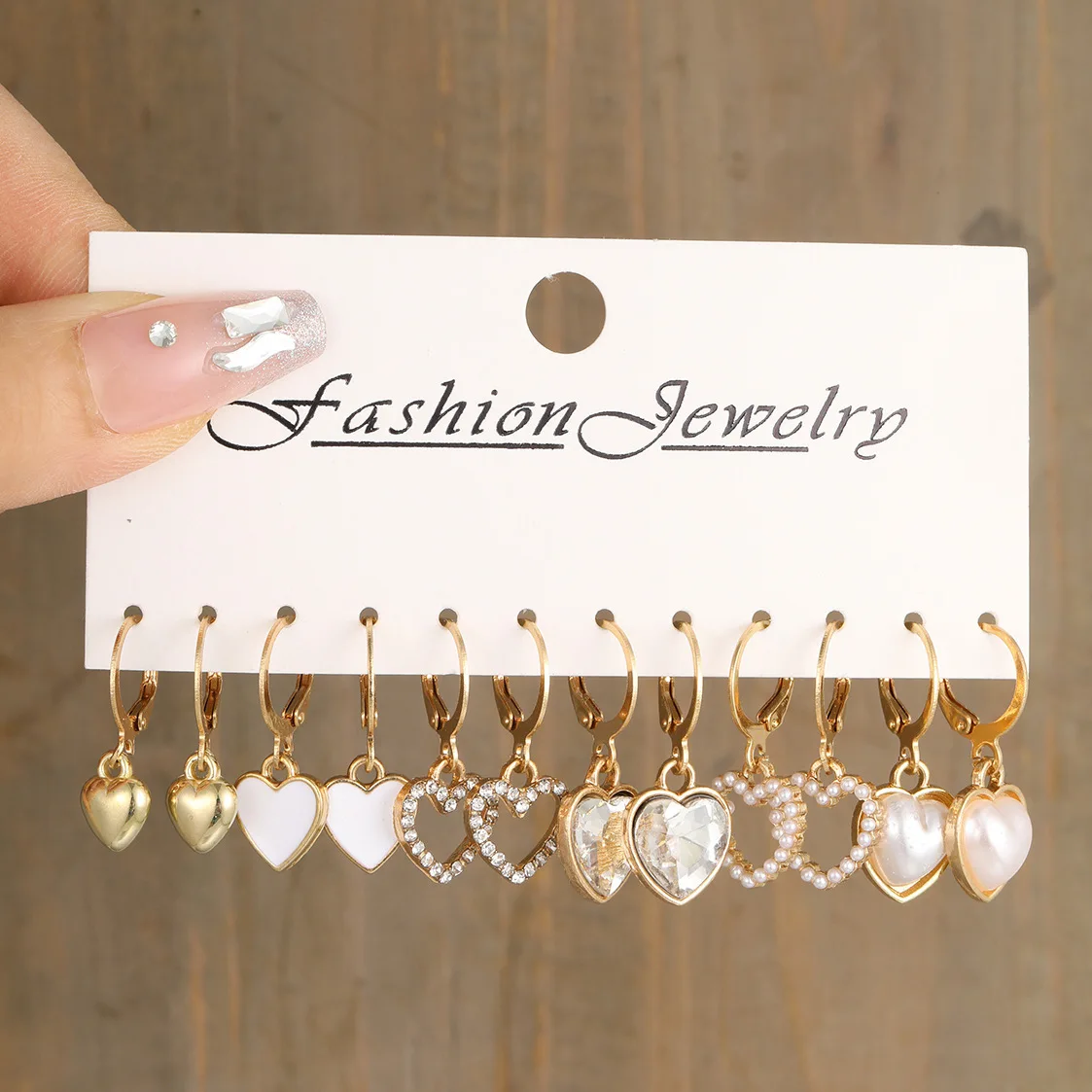 Einfache Nachahmung Perle Strass herzförmige Anhänger Tropfen Ohrringe koreanische kleine geometrische Ohrringe Damen eleganten Schmuck
