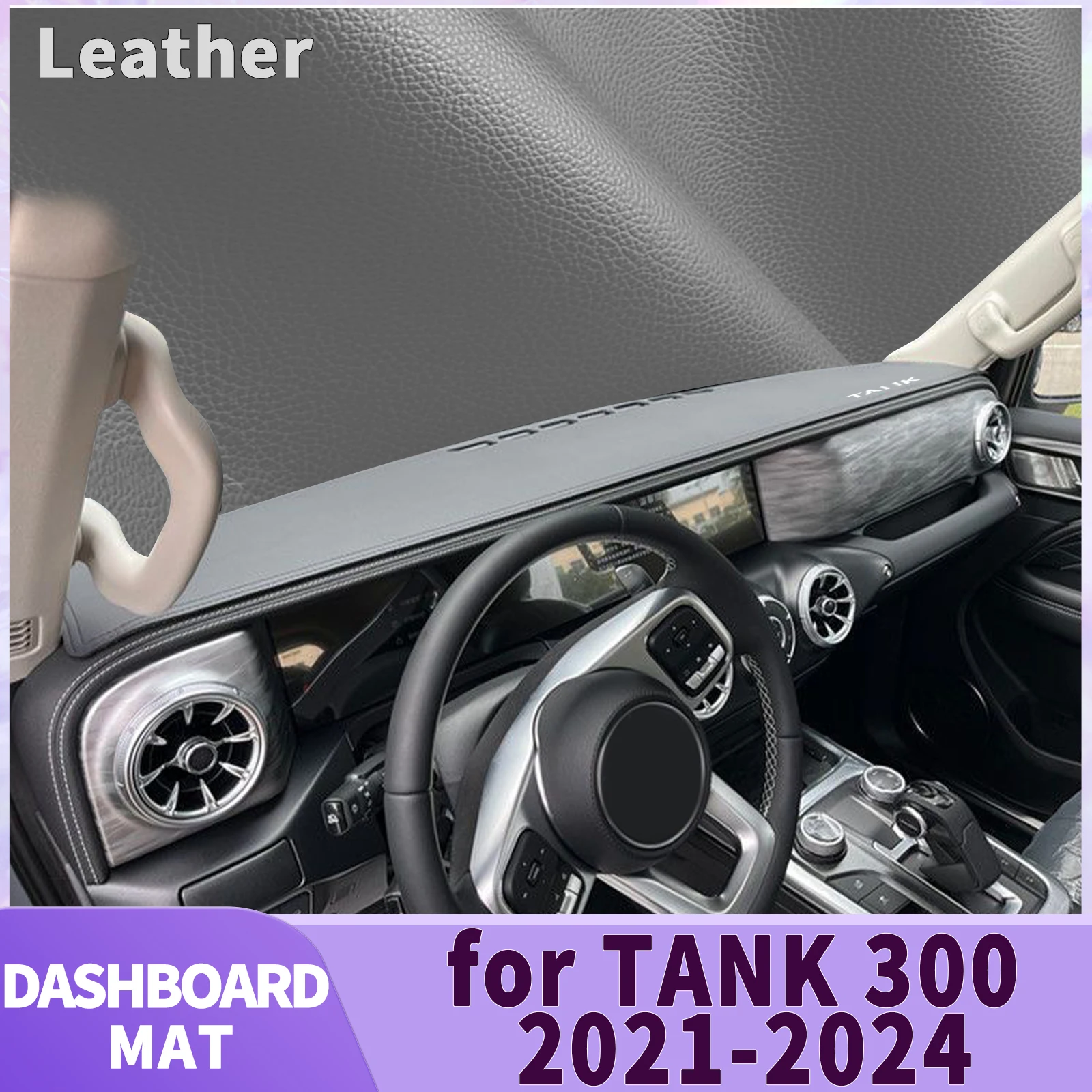 

fit for GWM TANK 300 2021 2022-2024 WIHTE LOGO Car Accessories Dashmat Dashboard Cover Pad DashMat Sunshade Protective Carpet