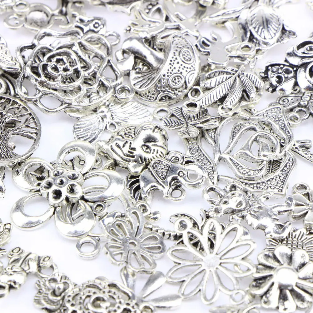 

100pcs Diy Copper Silver Pendant Charms For Jewelry Making Handbag Decor,, Bracelet Copper Bracelet Pendants Pendants