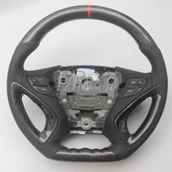 Replacement Real Carbon Fiber Steering Wheel with Leather for Hyundai Sonata 2011-2014