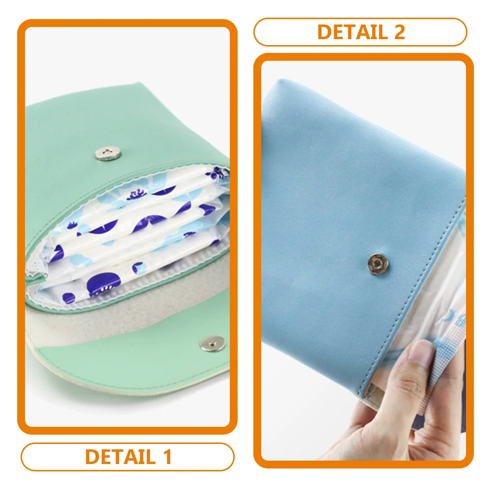 2 Pcs Sanitary Napkin Bag Girls Menstrual Pad Towels Multi-function Coin Women Period Cartoon Pouch