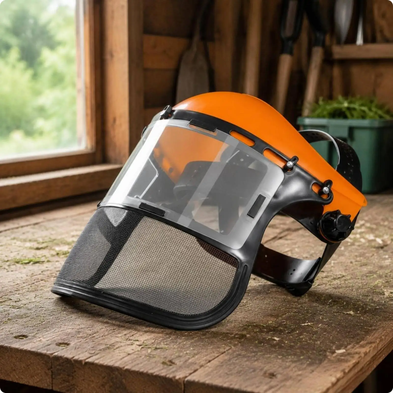 Safety Face Guard with Steel Wire Mesh Adjustable Shield for Gardening Cutting Landscaping and Grinding