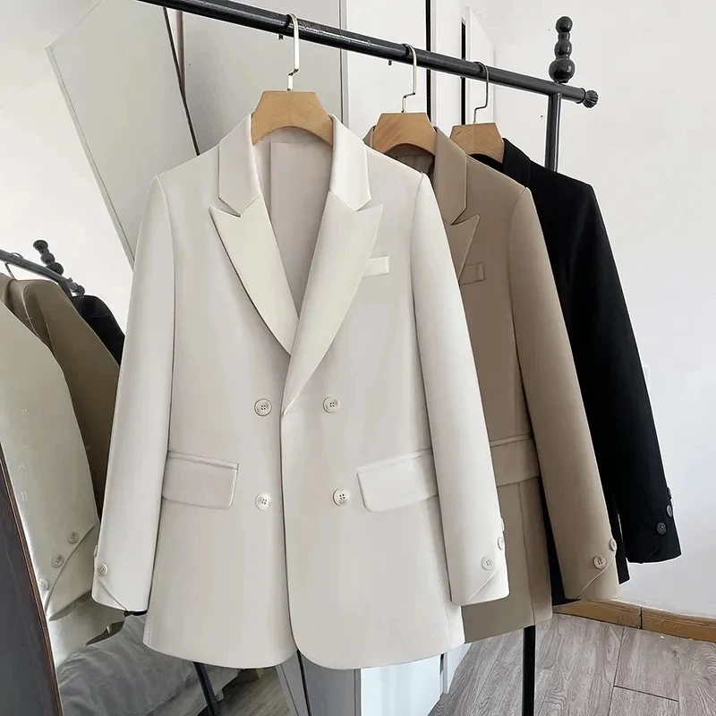 Women\'s Double Breasted Blazers, Office Coat, Long Sleeve Suit, Ladies Outerwear, Female Fashion, Spring, Autumn, New, 2023