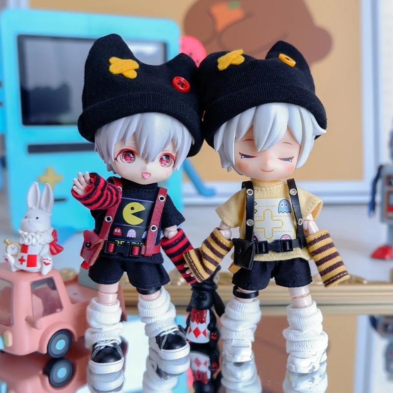 New OB11 Clothes Hooded Eat Peas Jacket Game Doll Sweater Set Obitsu11, Molly, GSC, YMY, 1/12bjd Clothes Doll Accessories