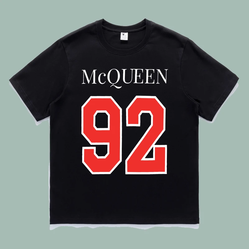 

Summer High Quality McQueen Short Sleeve T-shirts Creative Printing Unisex Casual McQueen Tee