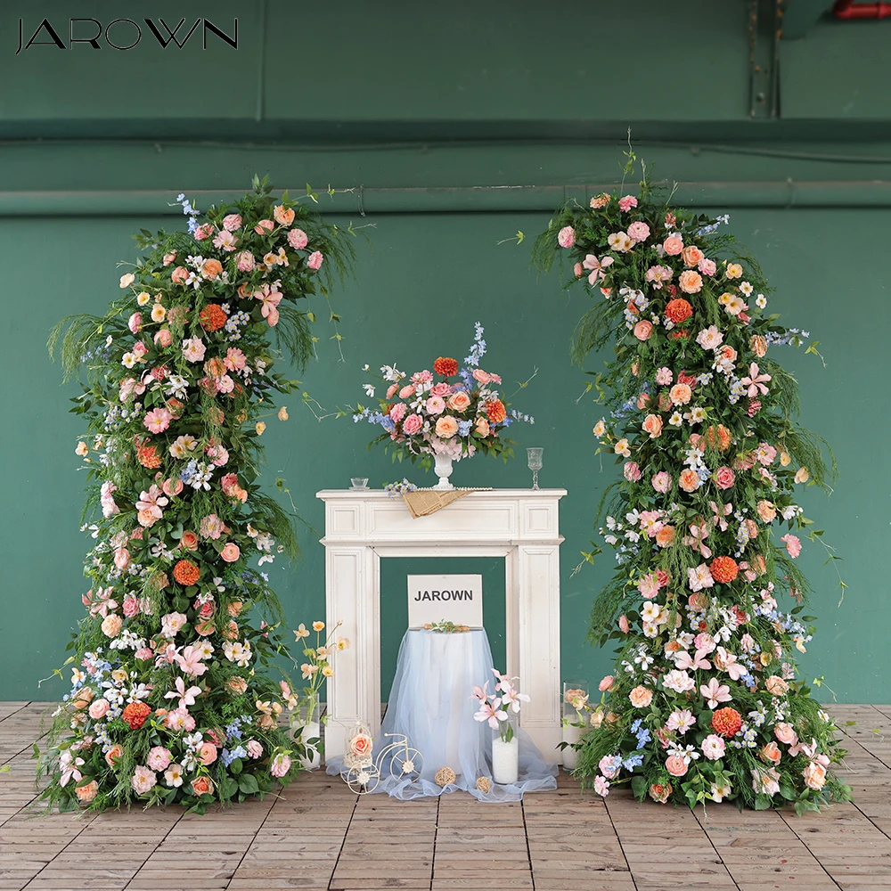 

Luxury Greenery Pink Blue Artificial Rose Dahlia Flower Arrangement for Horn Arch Backdrop Decor Centerpieces for Weddings J2841