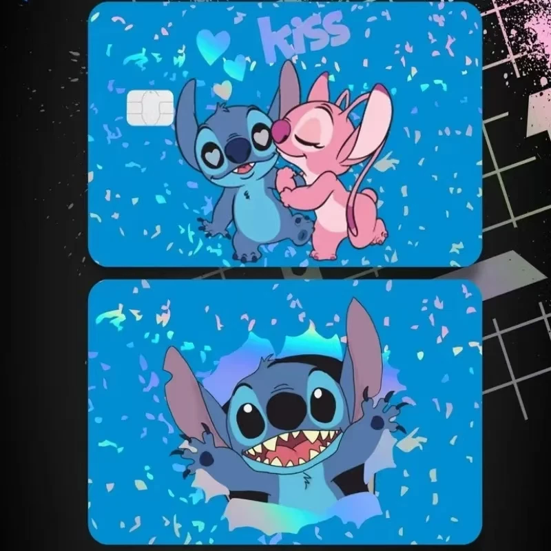 Laser Disney Stitch Stickers Bank Card Credit Card  Id Card Waterproof Wear Resistant Protection Stickers Size Chip Kawaii