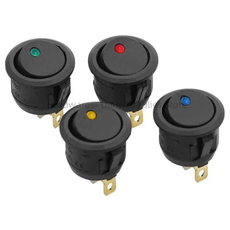 1szt 12V 220V Led Switch 16A 12V Dot Light Switch Power Switches Przycisk samochodowy ON/OFF 3pin Okrągły przełącznik kołyskowy KCD1 20mm — zdjęcie 3