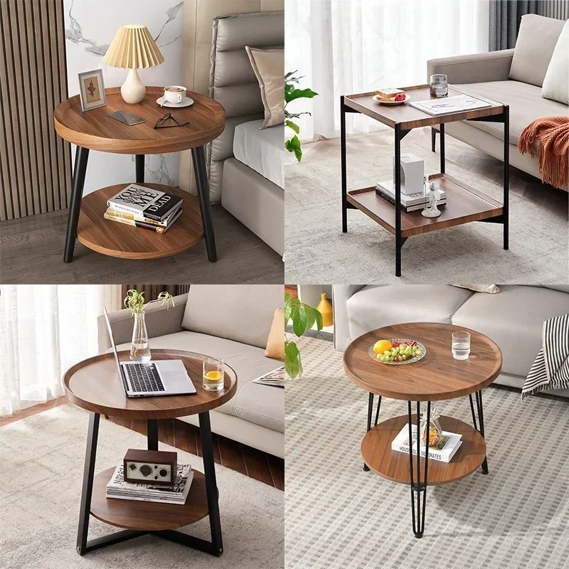

NewCoffee Table Nordic Minimalist Living Room Double Decker Side Table Home Homestay Bedside Light Luxury Small Round Table