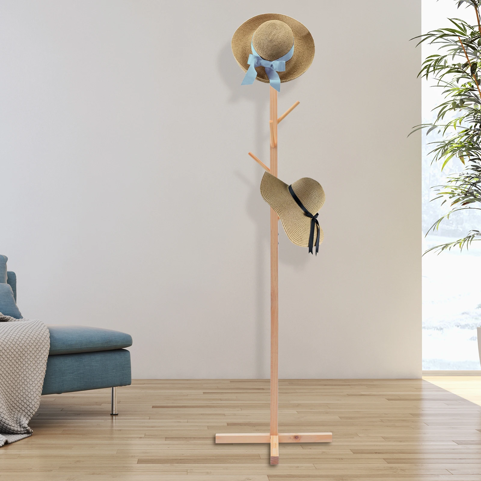 

8 Hooks Coat Rack Hat Stand Tree Clothes Hanger Umbrella Holder Organizer Solid Wood Coat Rack Stand