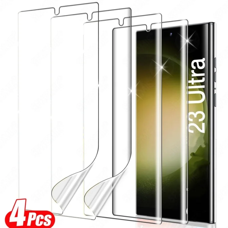4 Stück HD Full Cover Hydrogel-Folie für Samsung Galaxy S21 S22 S23 S24 S25 Ultra S21 Plus S23 S24 FE Displayschutz