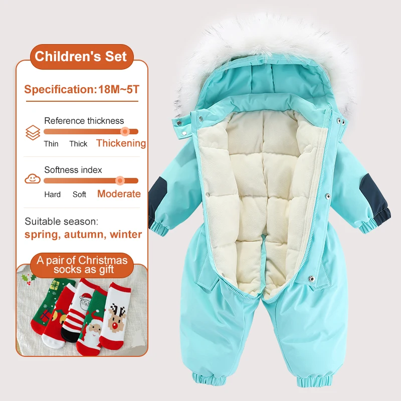 Ircomll kids Boy Girl Winter Snowsuit Plus Velvet Toddler Jacket Clothes For Boy Infant Jumpsuit Hoodied Overalls 2-6Y Outwear