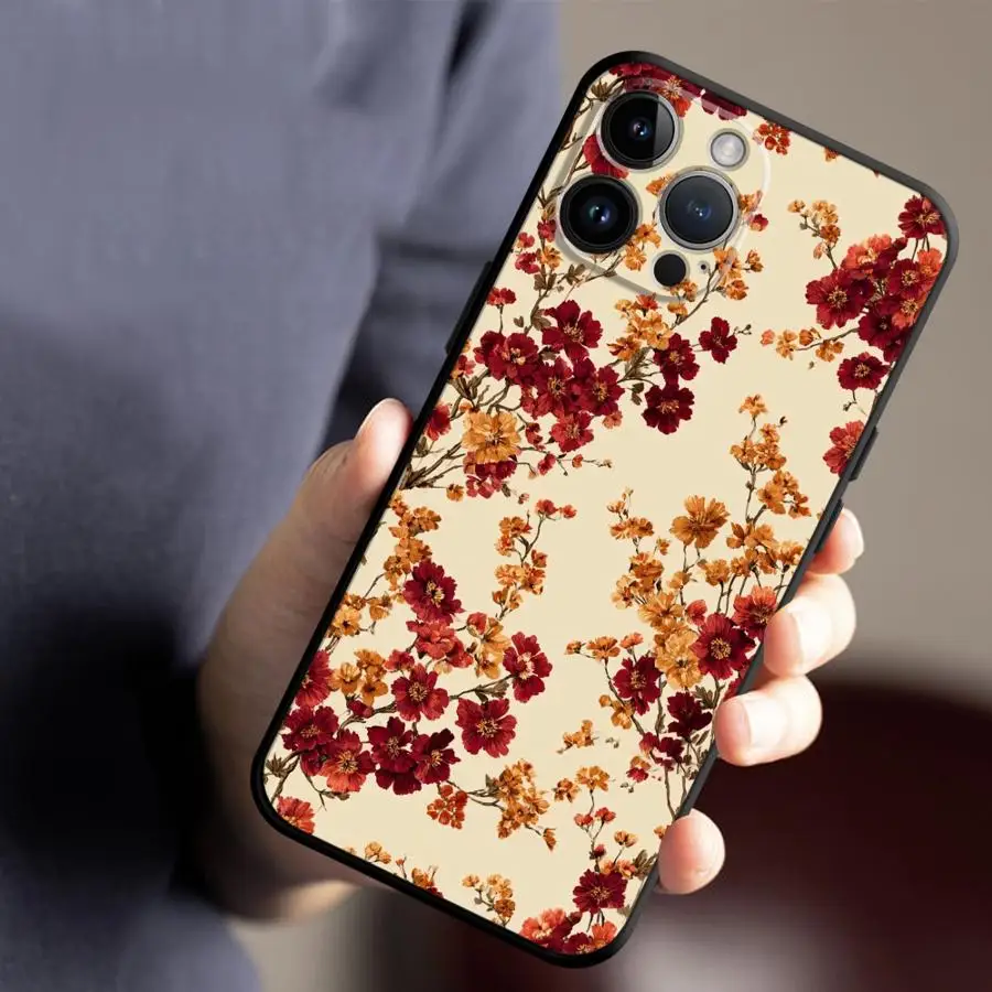 حافظة تجميل عصرية على شكل زهرة صغيرة لهاتف آيفون 12 15 Plus 17 16 Pro Max SE X XS XR 13 Mini 17Air 11 7 8 14 غطاء خلفي ناعم