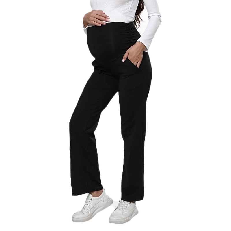 

Spring Maternity Women's Casual Pants Solid Colour High Waist Loose Lounge Trousers Autumn Women Pregnant Pants