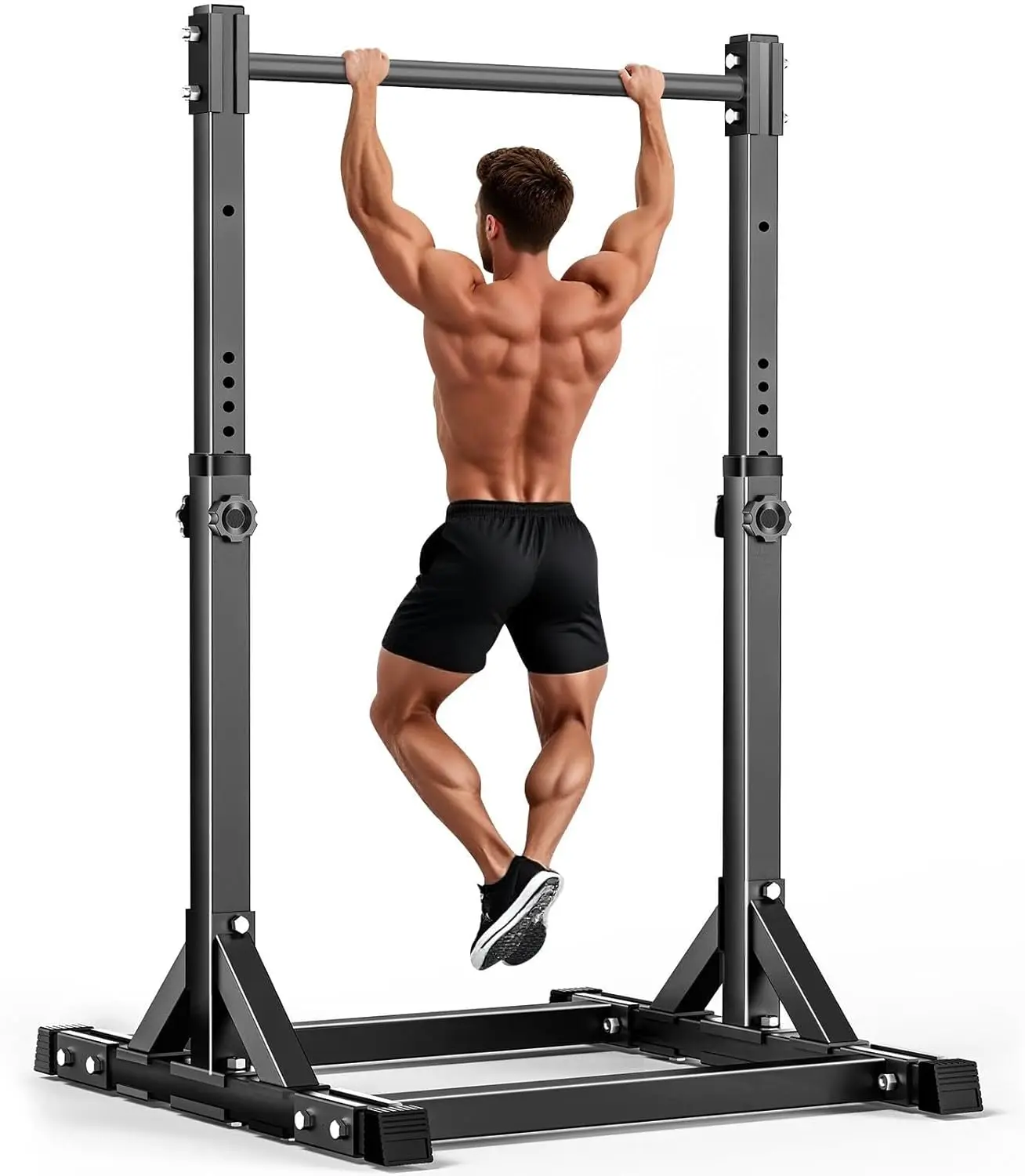 Freistehende Klimmzugstange Power Tower Station – 330LBS Hochbelastbare, verstellbare Klimmzugstangenstation für das Home-Gym, Multifunktions-Dip-Station