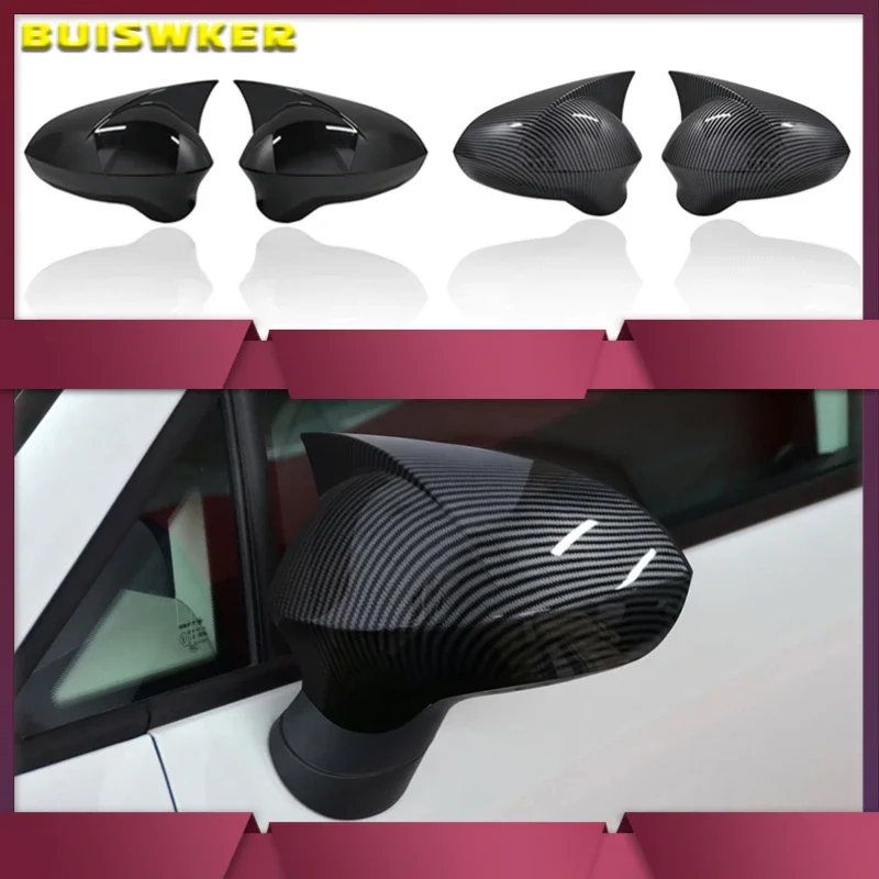 Für Seat Ibiza Mk4 6J Rückspiegelabdeckung, helles Klavier, schwarzes Ansichtgehäuse, Schutzkappe 2009 2017, ABS-Kunststoff, 2 Stück FR-Schläger-Stil