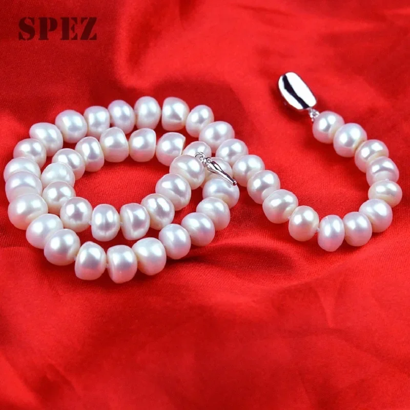 9-10mm Genuine Freshwater Pearl Necklace for Women Natural Pearl Strand Necklace Elegant Jewelry Gift 2