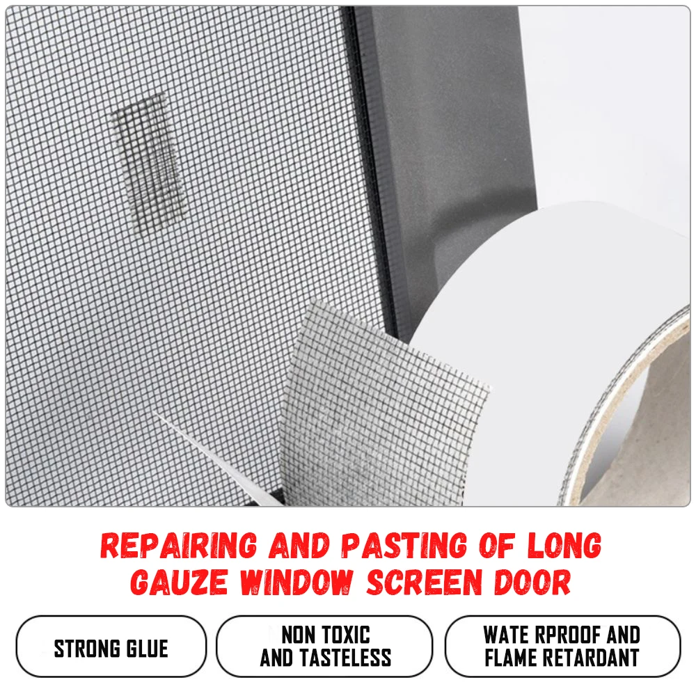 Strong Self Adhesive Window Screen Mosquito Net Repair Tape Fiberglass Patch Covering Mesh Tape for Screen Holes Tears Repairing