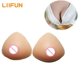 Liifun Triangle Silicone False Breast Pad Realistic Fake Boobs Bra for Transvestis Drag Queen Crossdresser Crossdressing Cosplay