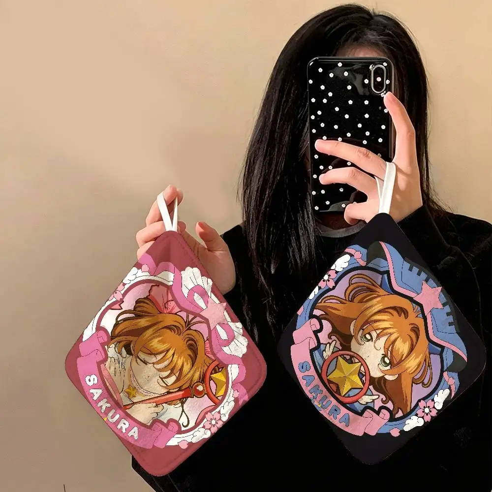 Anime Cardcaptor Sakura Hängendes Küchentuch, Polyester-Baumwollstoff, saugfähiges Handtuch zum Abwischen für Zuhause und Wohnheim