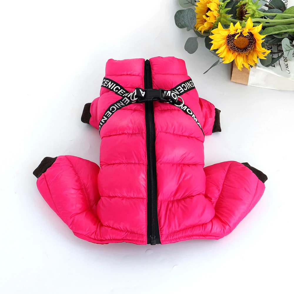 Super Warm Dog Clothes Winter Pet Dog Jacket Coat With Harness Waterproof Puppy Clothing Hoodies For Small Medium Dogs Outfit