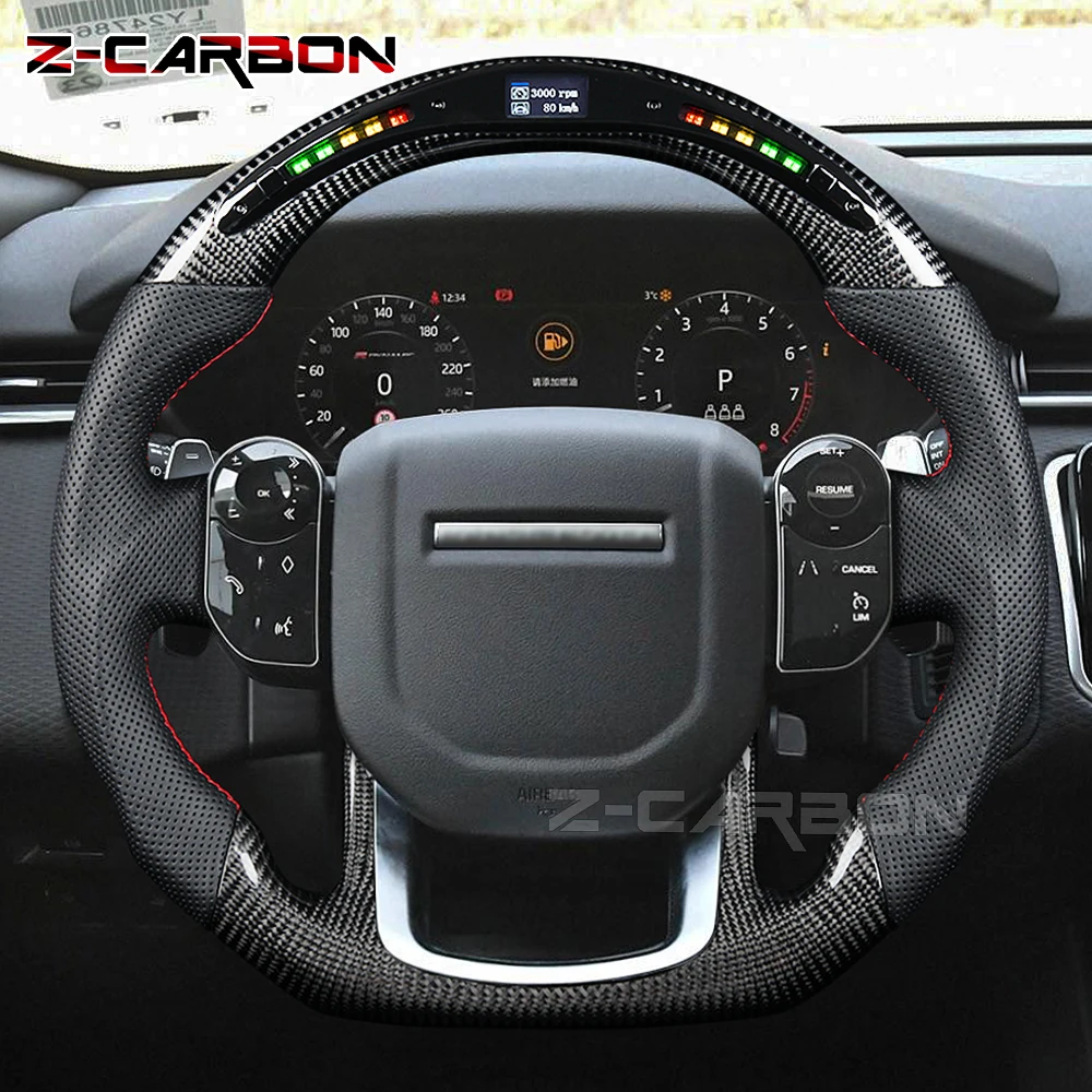 

Steering Wheel Fit For Land Rover Sport Range SVR L494 2014-2022 LED Carbon Fiber Steering Wheel With Heated Perforated Leather