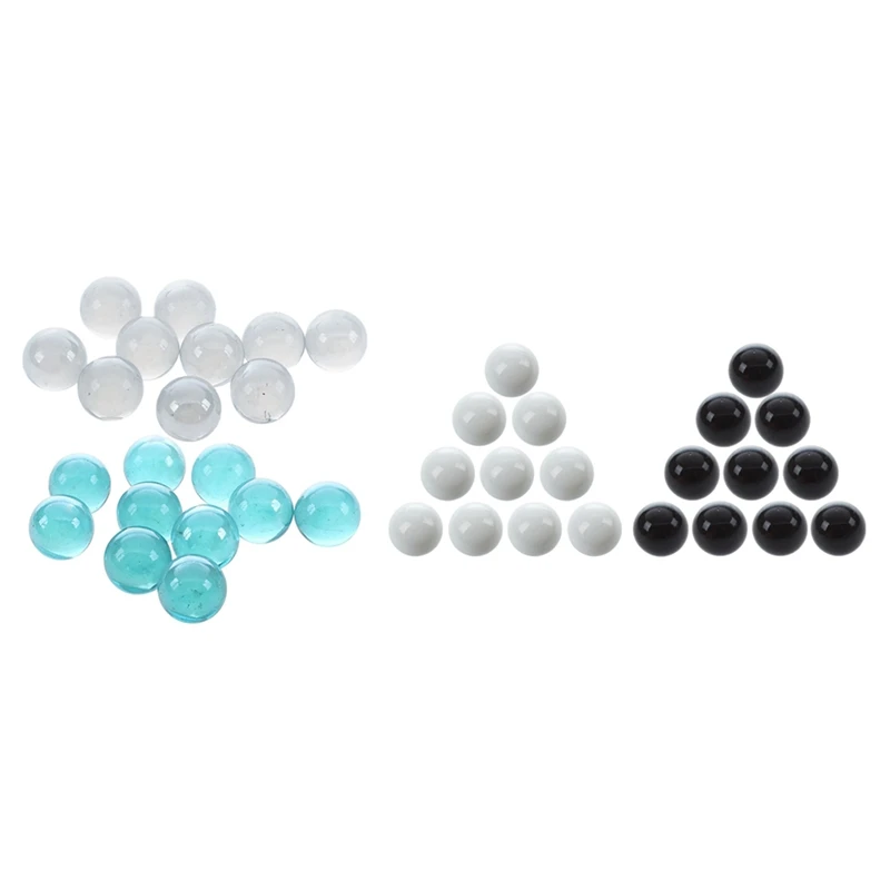 40Pcs Marbles 16Mm Glass Marbles Knicker Glass Balls Decoration Color Nuggets Toy Blue And Transparent & Black And White