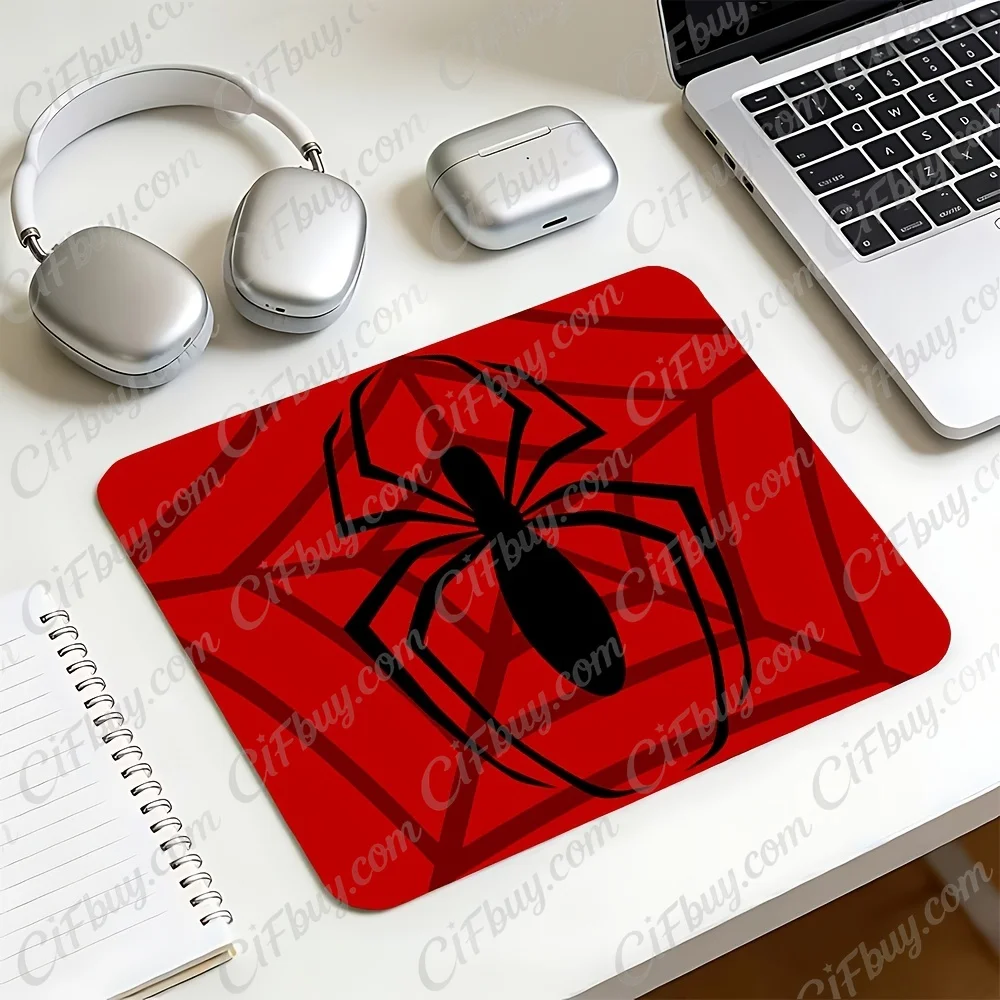 CIFbuy Mouse Pad Red Black Spider Web Pattern Print Smooth Cursor Precise Tracking Non-Slip Durable Gaming Office Home Desk Mat