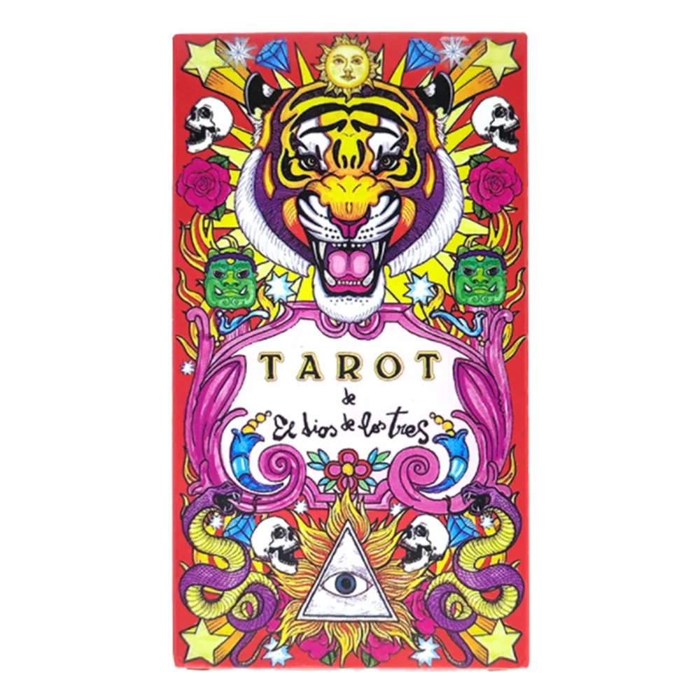 The New Arrival Traditional Chinese Style Tiger Lion And Dragon Elements Tarot of The God of The Three Cards