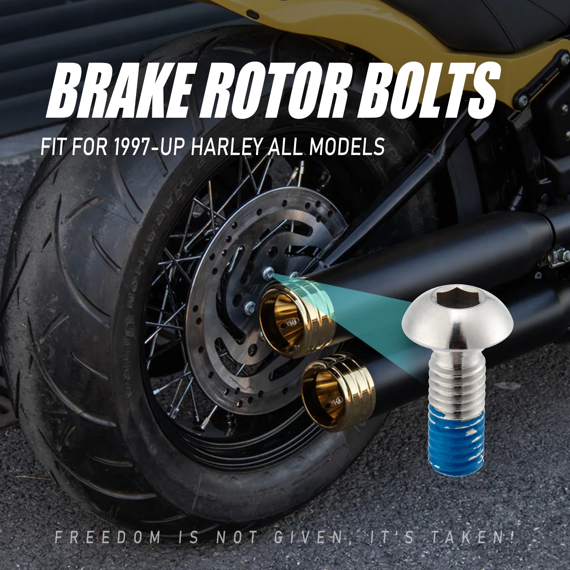 Rear Brake Disc Rotor Hardware Bolts for Harley 1997-Up Softail Dyna Sportster Touring Street Electra Glide Road Glide Road King view 3