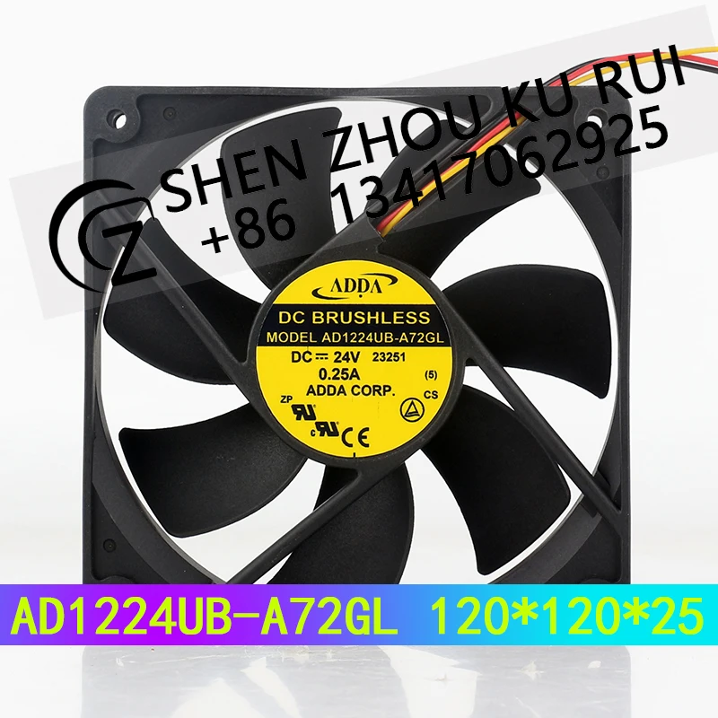 ADDA 12025 120X120X25MM 12CM 24V 0.25A Speed measurement ball converter signal alarm AD1224UB-A72GL cooling fan