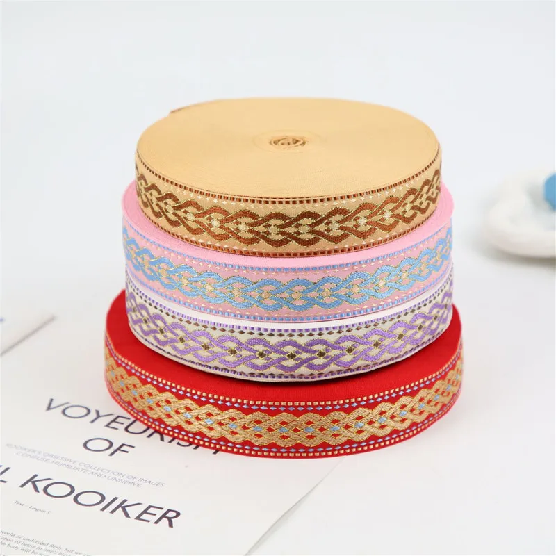 3CM 5Yards Or 50Yards Classic Vintage Rule Pattern Jacquard Embroidered Ribbon Trim