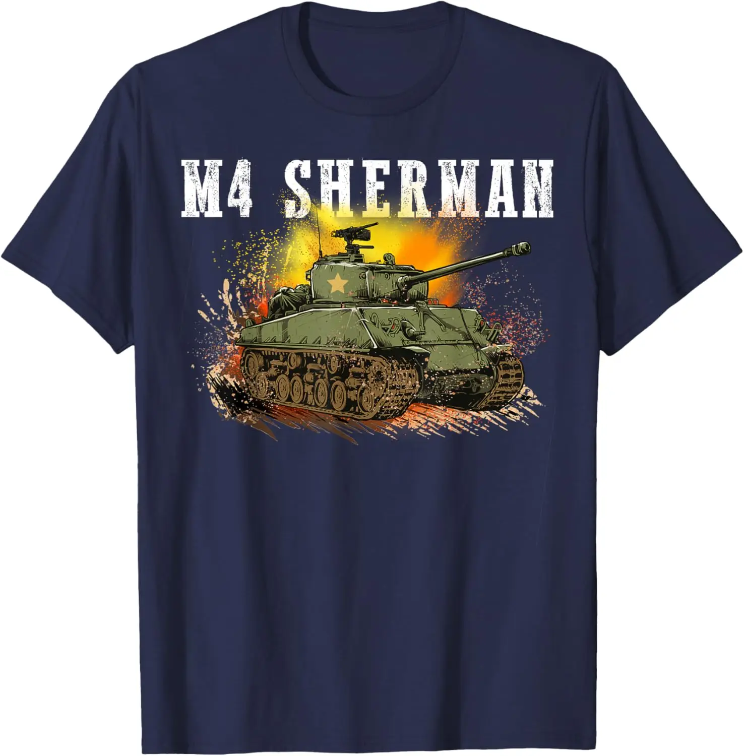 WWII US Army M4 Sherman Tank T-Shirt 100% Cotton O-Neck Short Sleeve Summer Casual Mens T-shirt Streetwear
