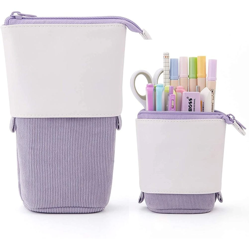 Multifunctional telescopic pencil bag simple portable stationery bag standing pen container 18.5*12.5cm