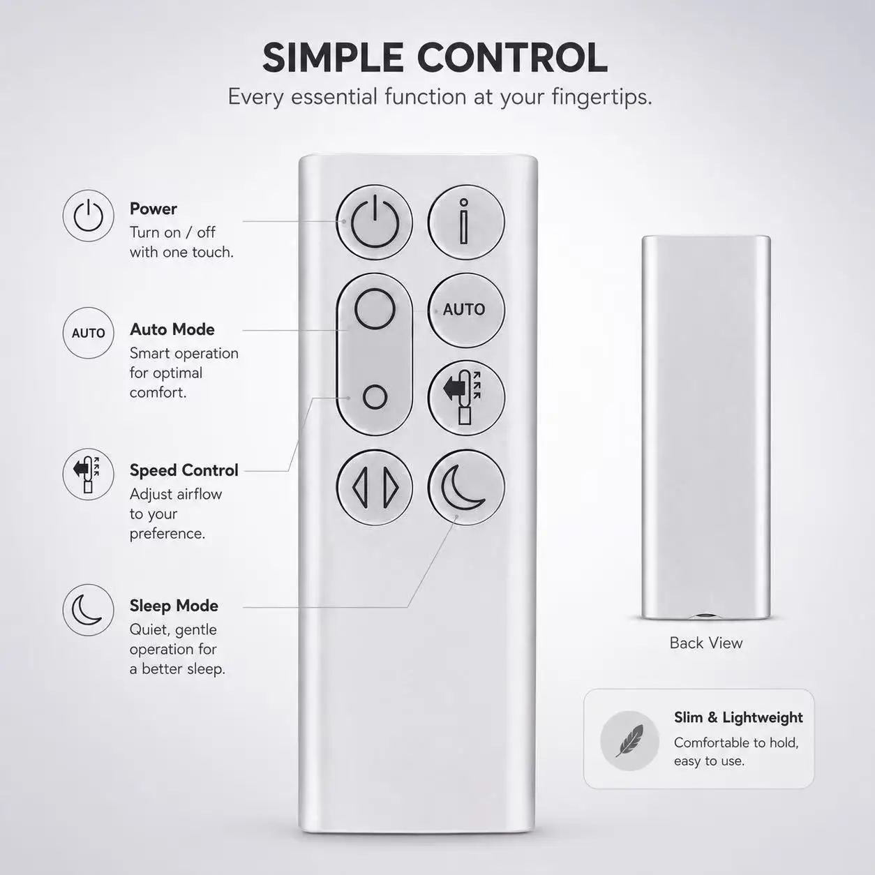Replacement Remote Control for Dyson Pure Cool TP04 TP06 TP09 DP04 Purifying Fan Remote Control(Silver) view 4