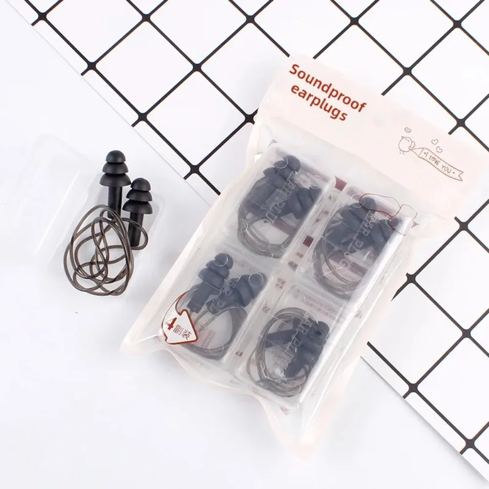 Boxed Sleep Earplugs with Wires Silicone Earplugs Anti-noise, Sound Insulation, Waterproof, Special for Swimming Students' Exams