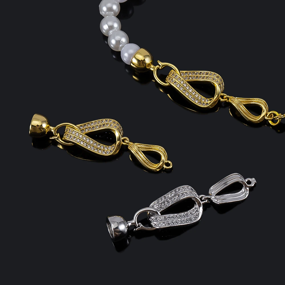 1/3/5pcs 18K Gold Color Copper Plated Gold & Rhodium color Necklace Connection Closing Buckle For DIY Jewelry Making Accessories