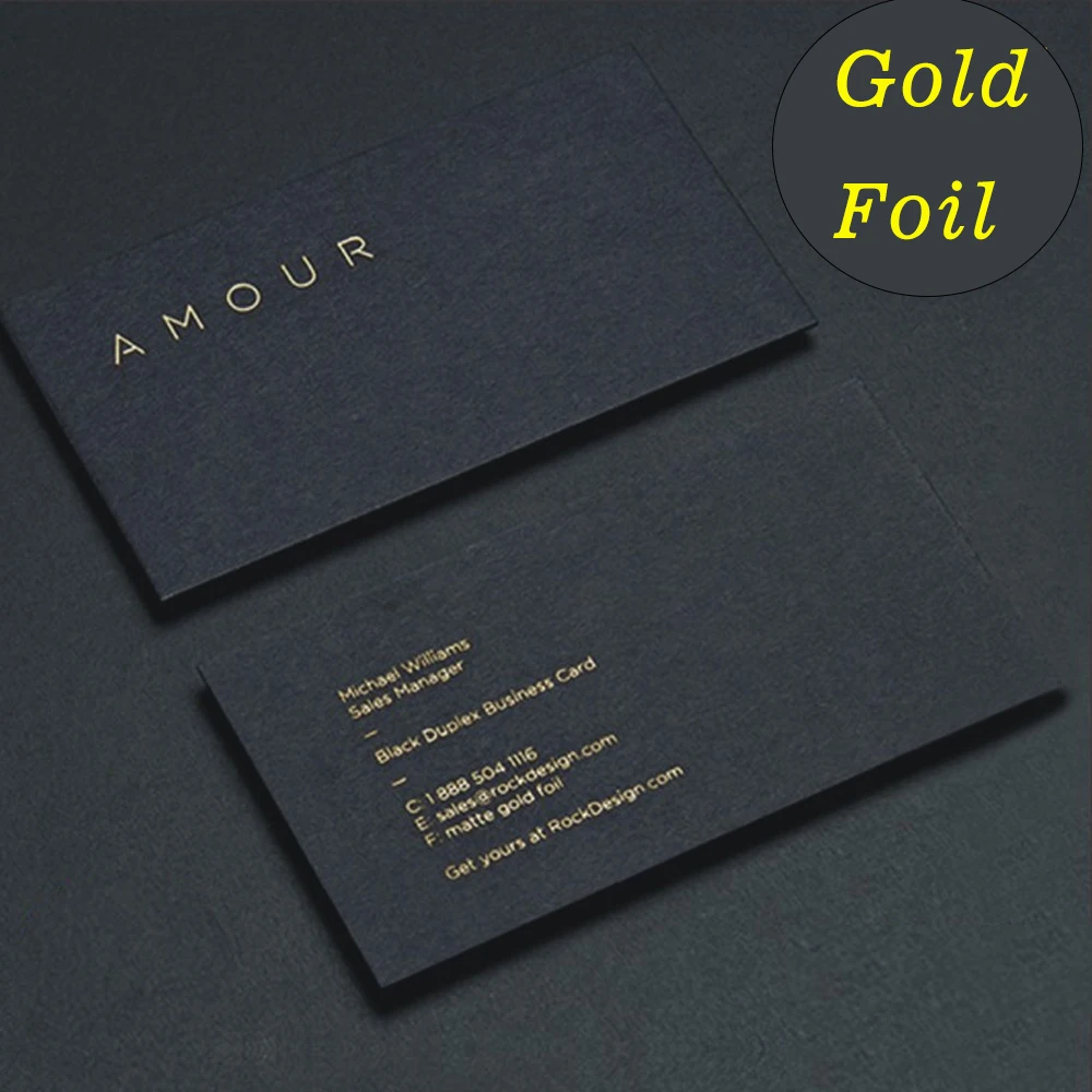 200pcs Business Card Customize Personalized Cards 300gsm 500gsm Hot Gold Silver Foil Stamping Print Smooth Touch Credit Cards