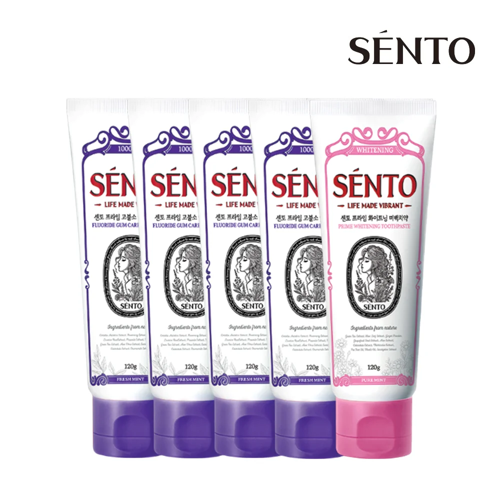 [نمو 4+1] معجون أسنان SENTO Prime Bad Breath/اللثة/التبييض/الفحم الأسود 120 جم 4 + 1