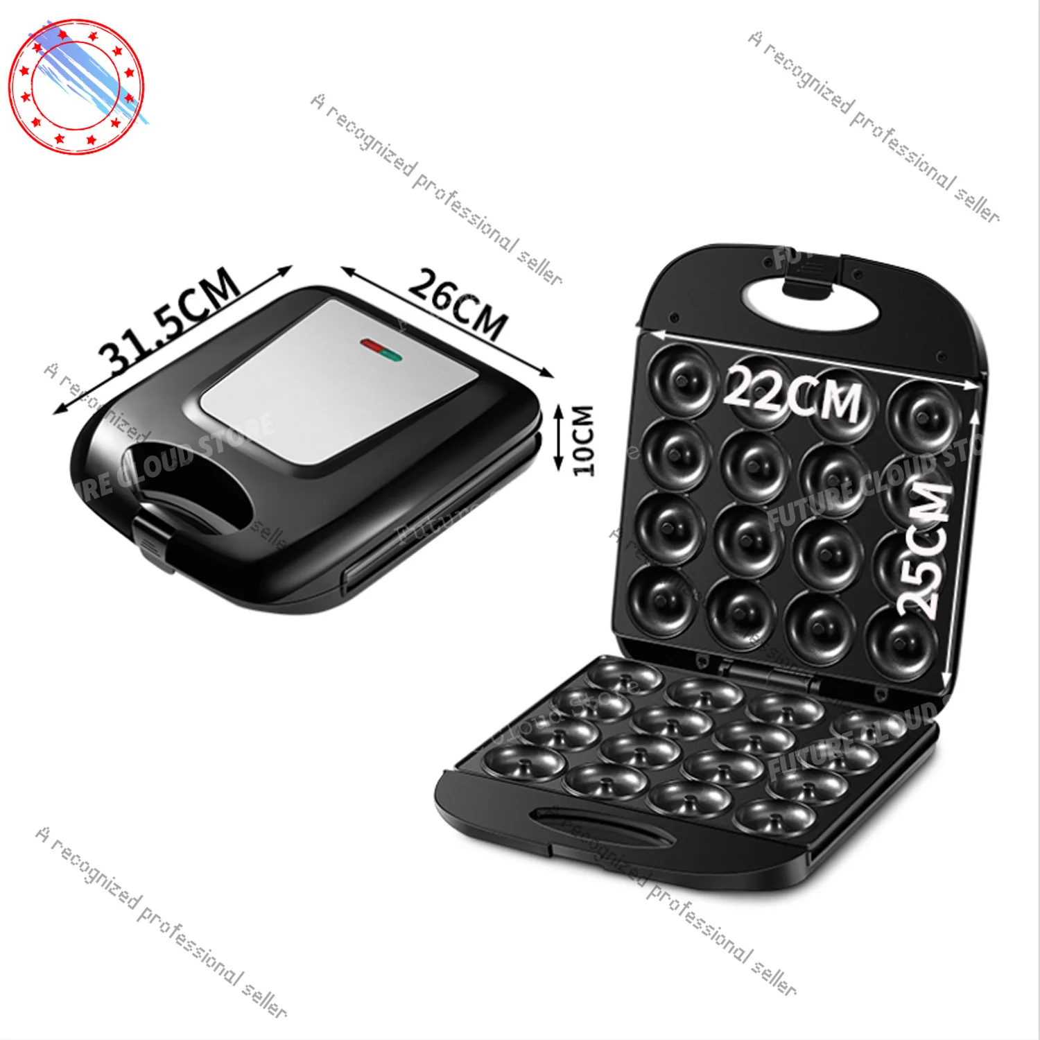 

Donut Maker 110v Cake Breakfast Maker, American Mexican Sandwich Maker Large 16 Hole Bread Maker